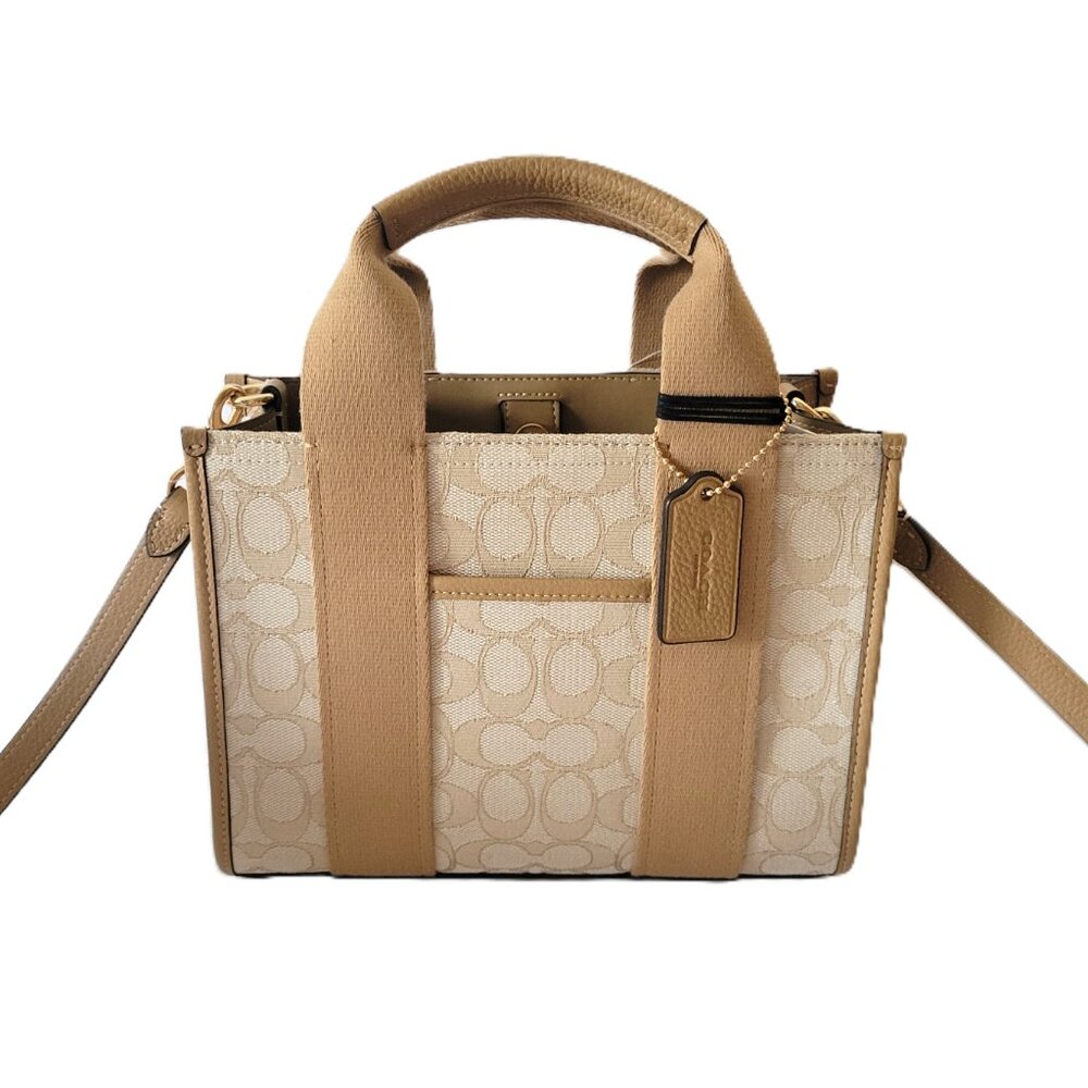 Coach CAR78 Signature Jacquard Smith Tote 24 Crossbody Handbag Light Khaki - Picture 2 of 7